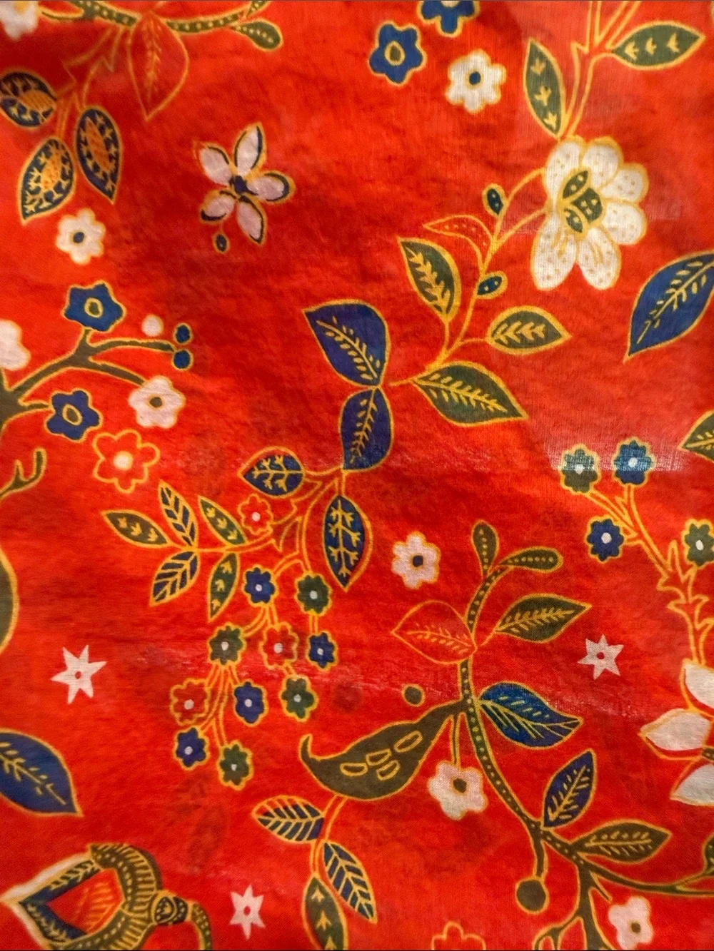 Tory Burch Orange Floral V-Neck Printed Blouse